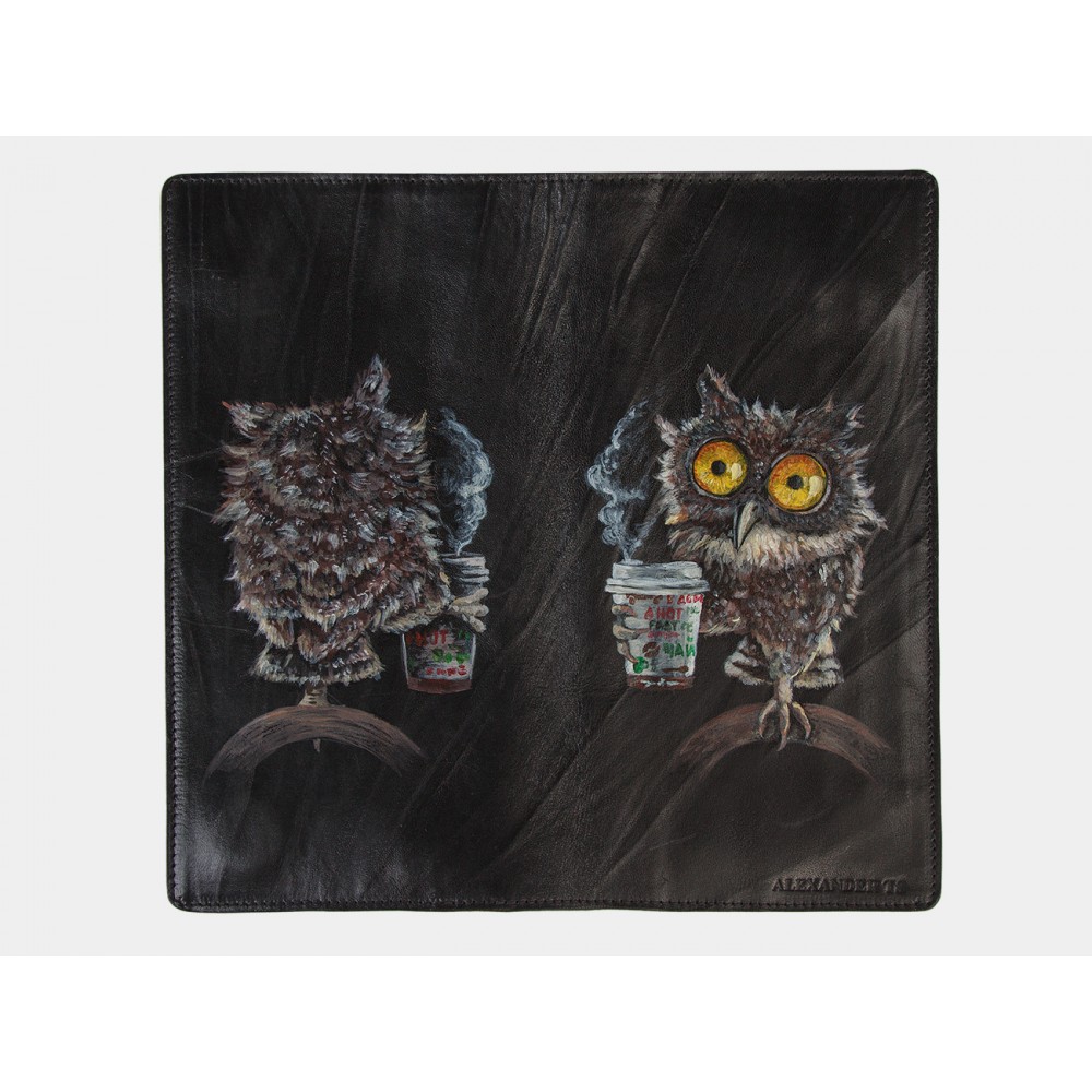 Кожаное портмоне "Утренняя сова" (черное)